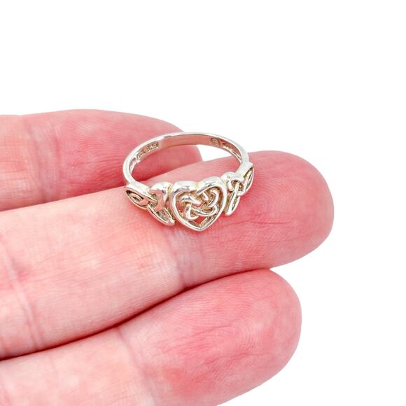 Vintage Sterling Silver 925 PSCL Celtic Heart Knot Ring Size 6 - Picture 1 of 11